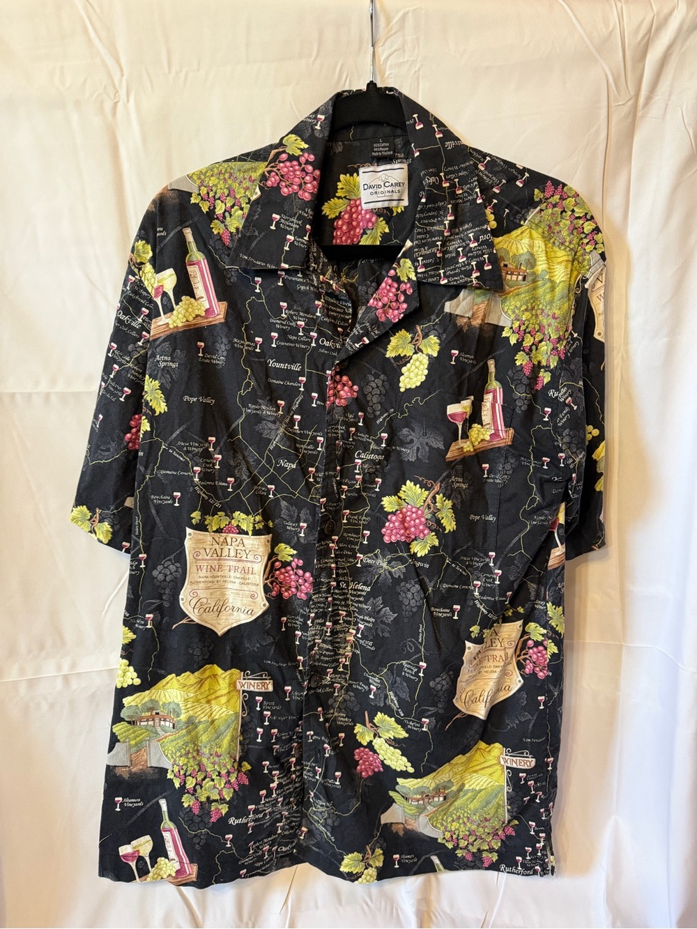 Dave Carey Napa Valley Wine-Print Short Sleeve Button-Down Shirt